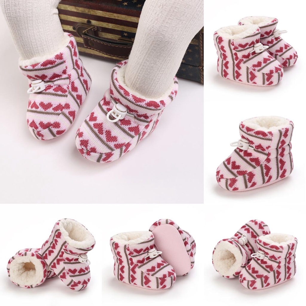 Giày Bốt Cotton Cổ Điển Đế Phẳng Chống Trượt Giữ Ấm Mùa Đông Dễ Thương Cho Bé Trai Gái