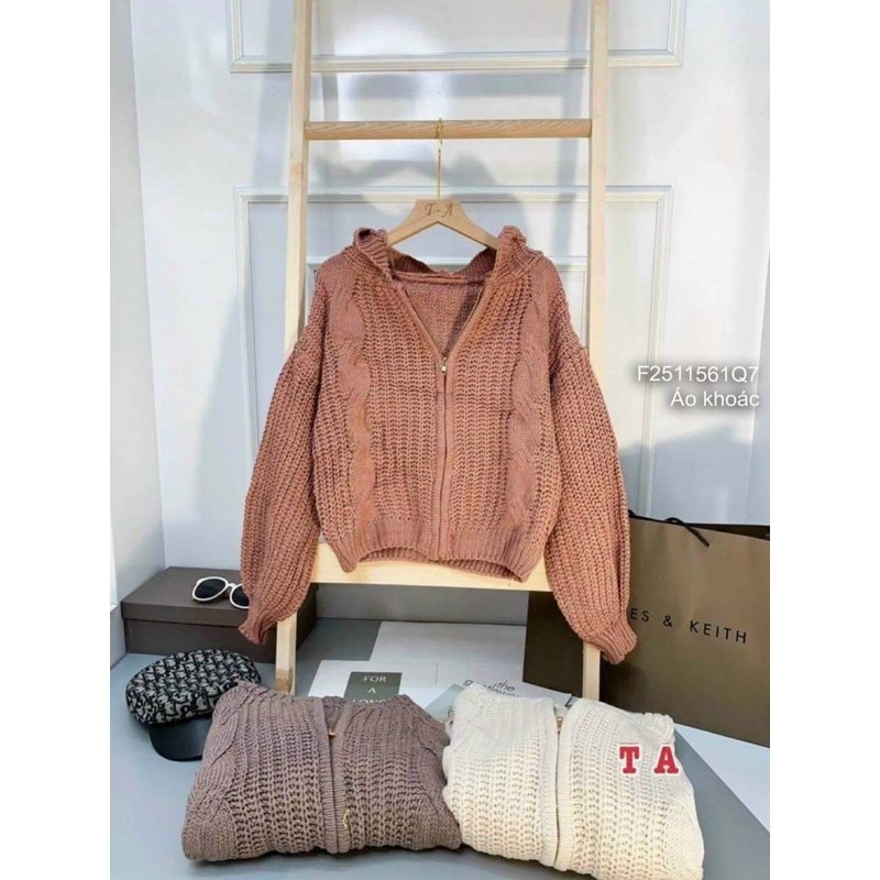 Áo khoác len có mũ khoá kéo vuông hàng nhập chuẩn đẹp!