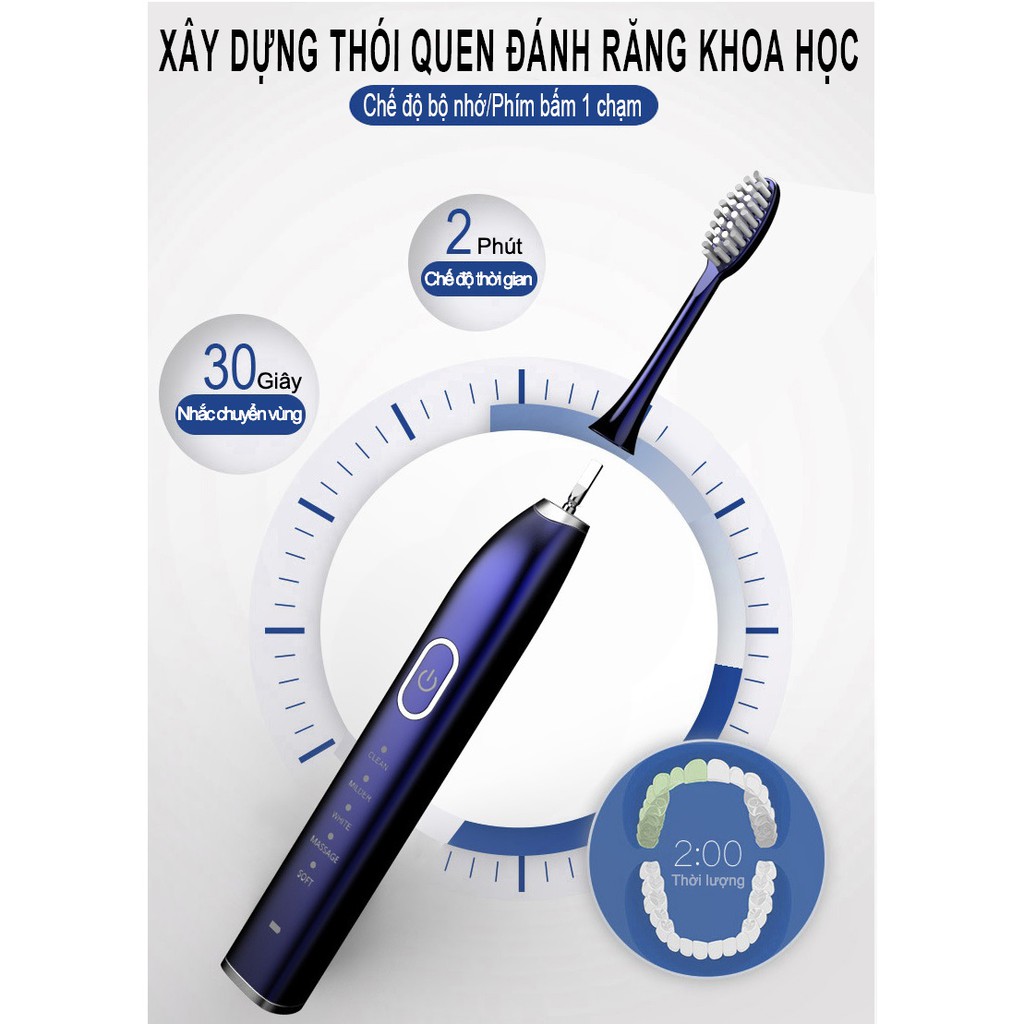 [Mẫu 2021] Bàn chải đánh răng điện ORIGINAL ACCORD SONIC – Tặng 05 đầu bàn chải