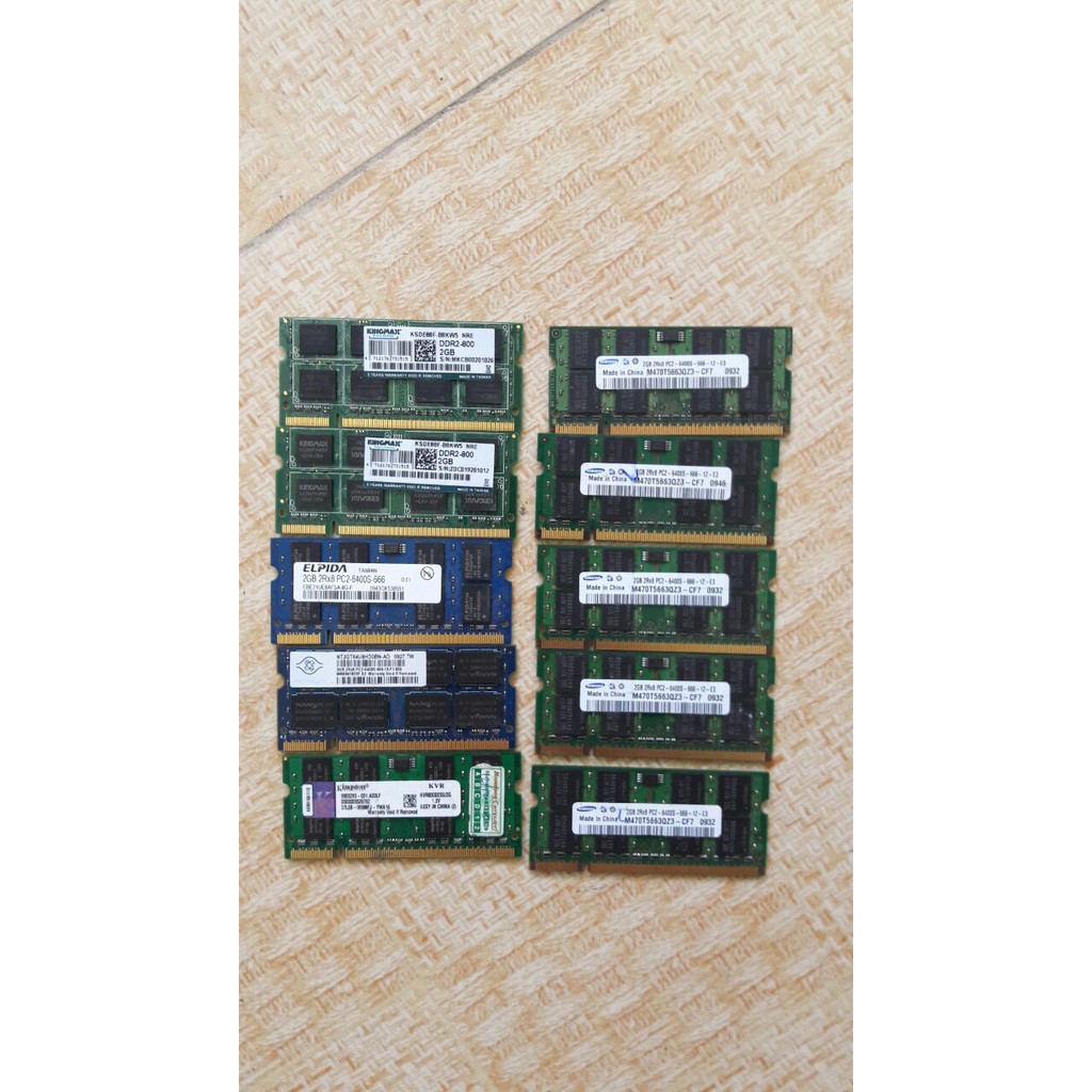 Ram Laptop DDR2 2G bus 667, 800 hàng tháo máy, nhiều hiệu mới keng