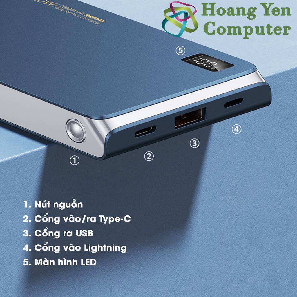 Sạc Dự Phòng Mini Remax RPP-178 10000Mah (Sạc Nhanh QC3.0 18W, 22.5W, PD20W, VOOC 2.0) - BH 1 Năm - Hoàng Yến Computer