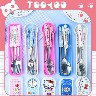 Bộ muỗng nĩa đũa cán sứ người lớn nhiều mẫu dễ thương cute TooYoo BK00358