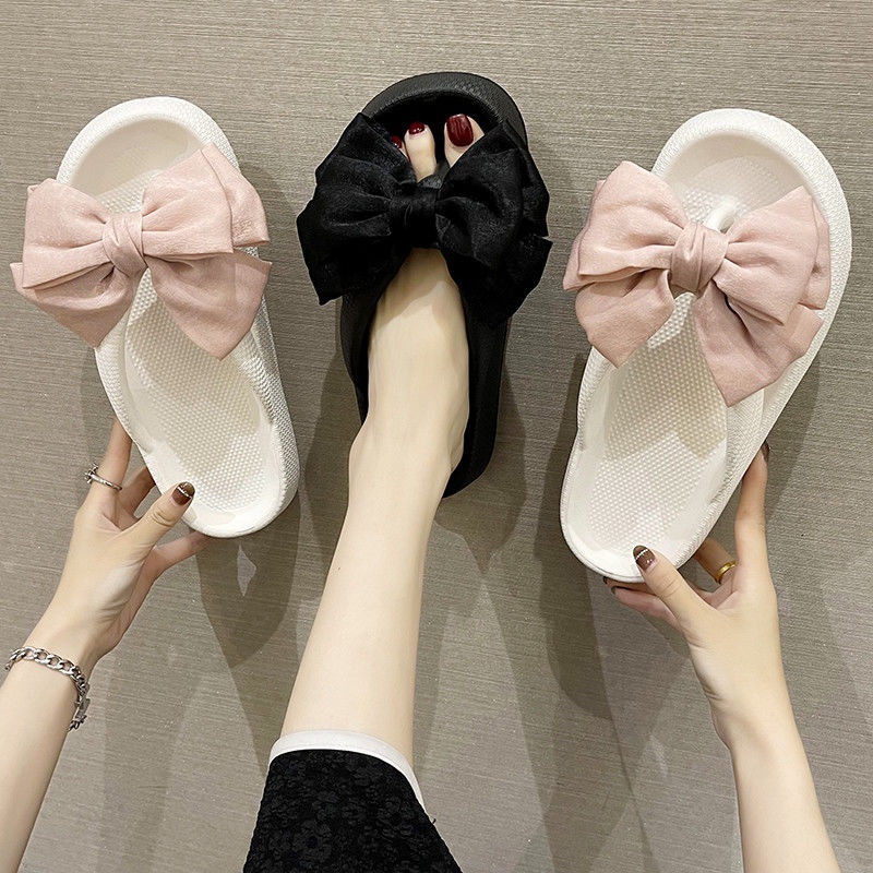 Dép Quai Ngang Đế Dày Đính Nơ Thời Trang Mùa Hè