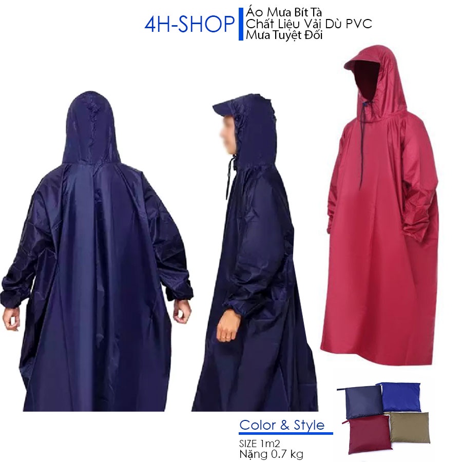 Áo mưa 1 người bít xung quanh - Chất liệu vải dù  - Size 1m5 luôn cổ - Nam nữ sử dụng được bền chắc đẹp