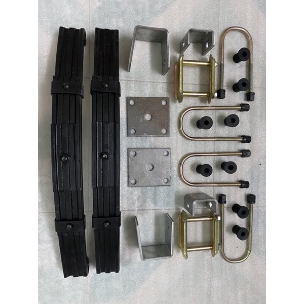 Bộ Nhíp tàu 4 lá 54cm,đầy đủ phụ kiện lắp nhíp,dùng ráp xe 3 bánh, 4 bánh,xe lôi,dài 54cm,rộng 5cm,4 lá ,tải trọng 450kg