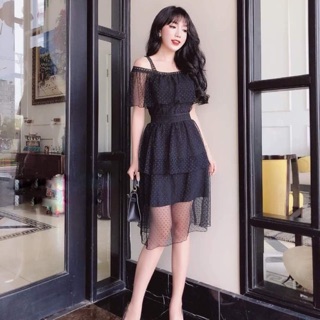 Đầm lưới xòe công chúa thiết kế kèm mút + Ảnh thật
