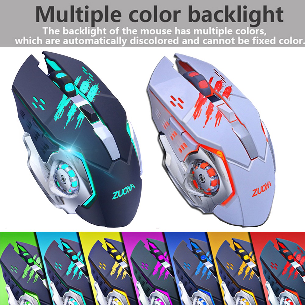 ❁Rondaful❁Wireless Optical Gaming Mouse Adjustable Rechargeable Bluetooth Cable Mouse Cursor