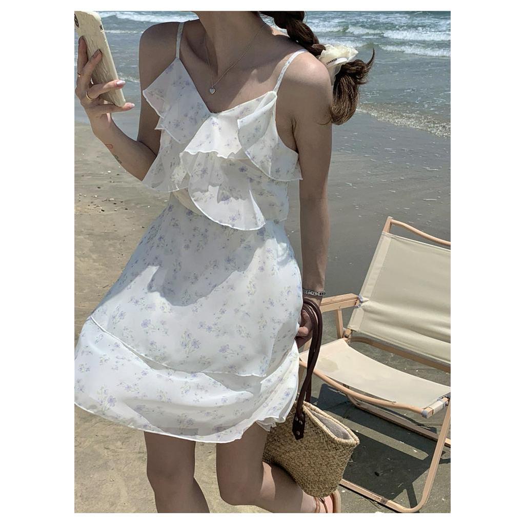 Đầm Chiffon Hoa Hai Dây Thời Trang Mùa Hè Kiểu Mới 63566