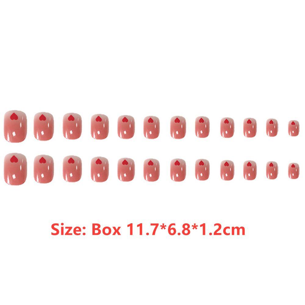 QQMALL Toàn Bộ Bộ Móng Tay Giả Họa Tiết Trái Tim Thời Trang Cho Nữ