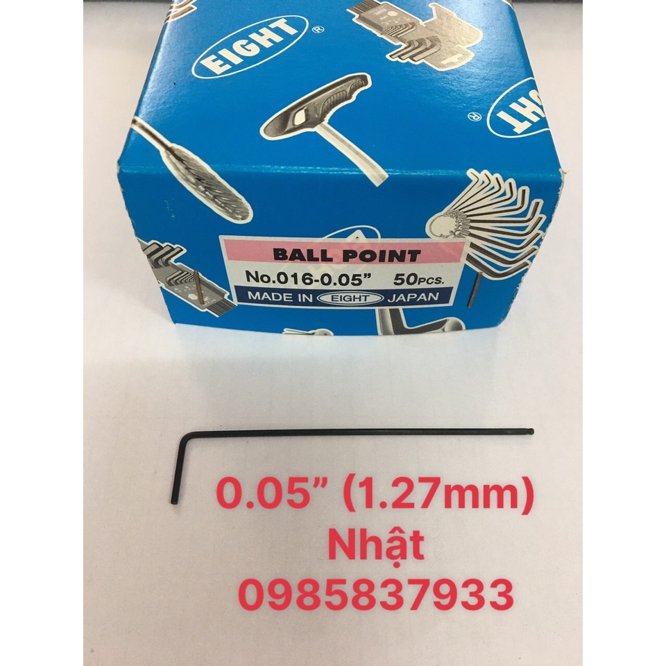Lục giác 0.05'' (1.27 mm) Eight Nhật 016-0.05 dùng vặn ốc chìm nhỏ dễ dàng hiệu quả
