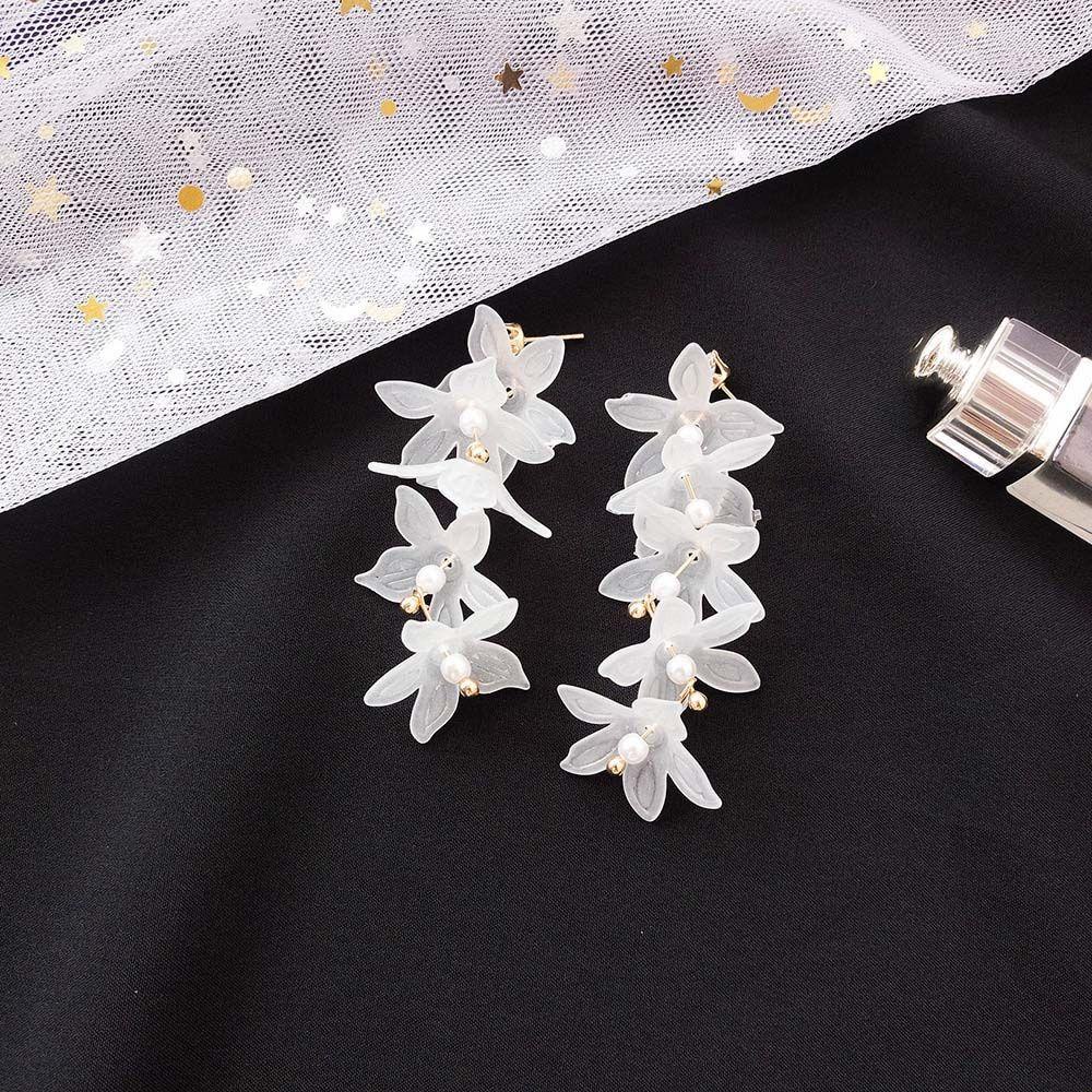 Bông Tai Dáng Dài Phối Tua Rua Bằng Acrylic Phong Cách Hàn Quốc Cho Nữ