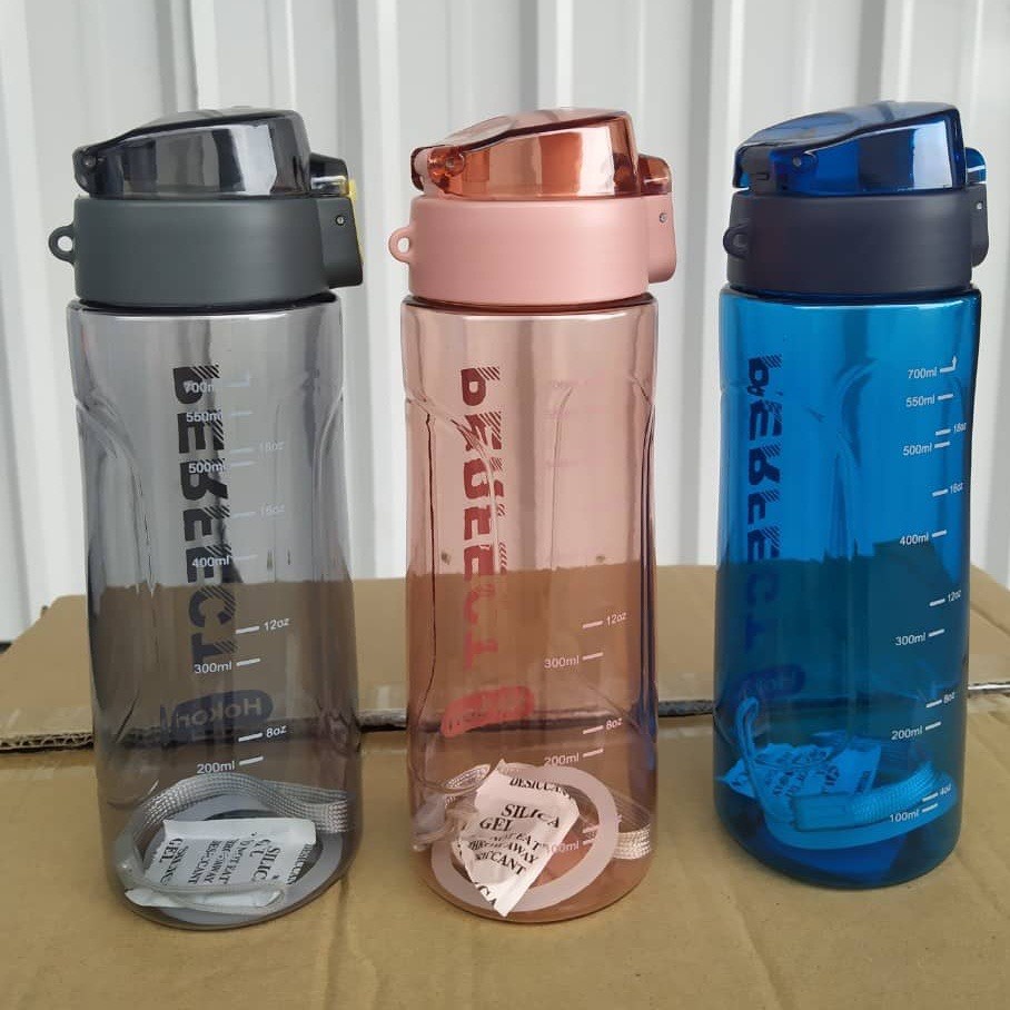 Bình nước thể thao 700ml Hokori Perfect thời thượng cao cấp nắp bật chống tràn có dây xách tiện dụng