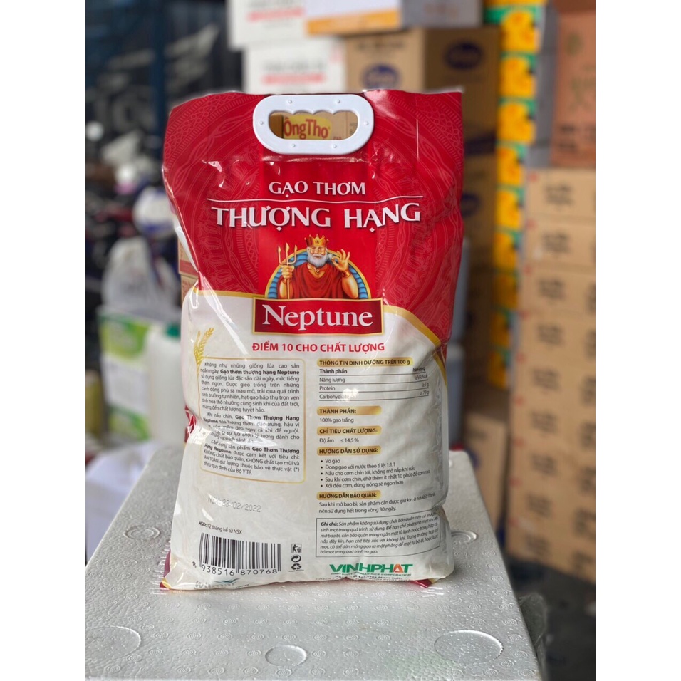 GẠO THƠM THƯỢNG HẠNG NEPTUNE BAO 5KG ĐIỂM 10 CHO CHẤT LƯỢNG
