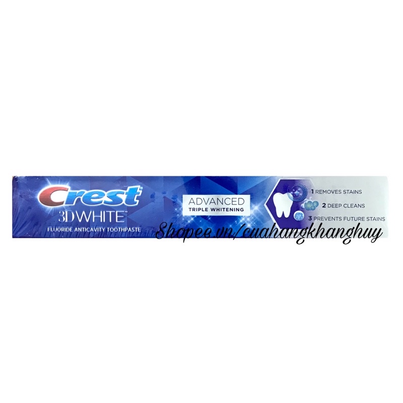 Kem đánh răng Crest 3D White Advanced Triple Whitening 158 g (Mỹ)