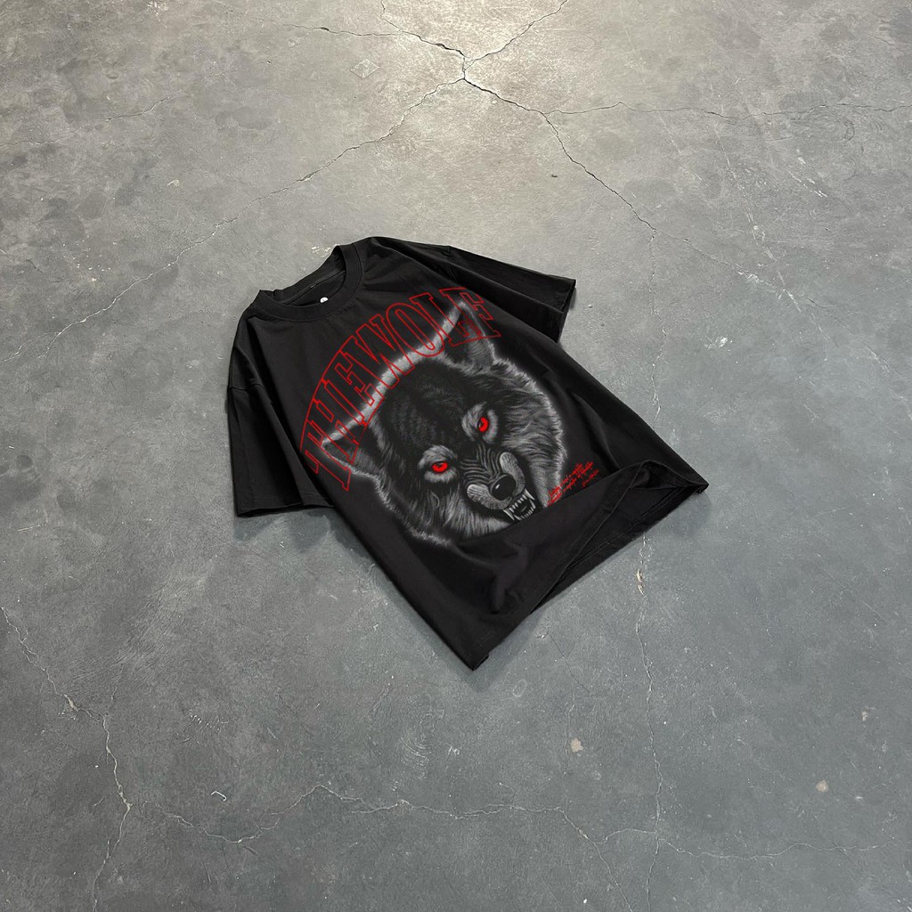 BLANK | Áo Thun WOLF Tay Lỡ Unisex - Đen/Trắng Cổ Tròn