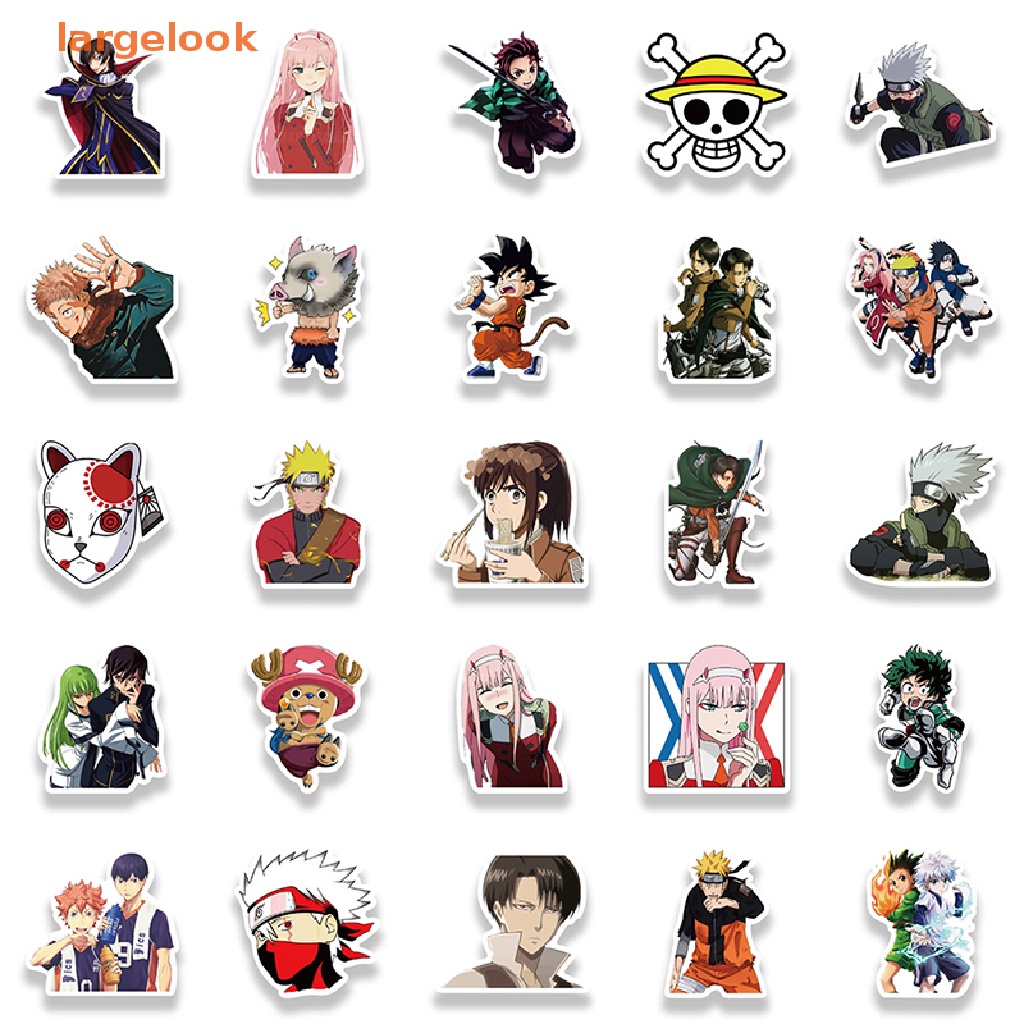 [largelook] 50PCS Classical Anime Graffiti Stickers For Laptop Skateboard Decal Stickers