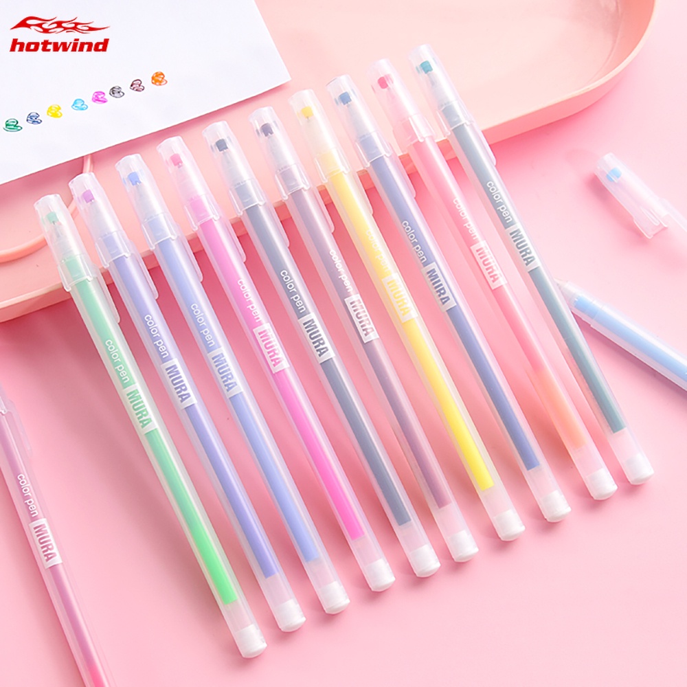 Hw Set 12 Bút Mực Gel Ngòi 0.5mm Nhiều Màu Xinh Xắn