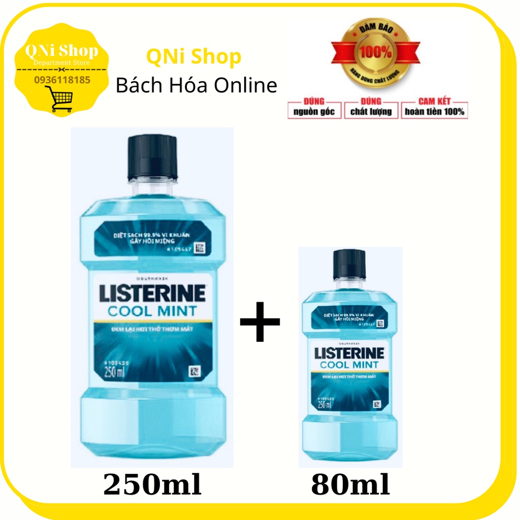 Combo 2 Chai Nước Súc Miệng Listerine ( 250ml tặng kèm chai 80ml) Thái Lan