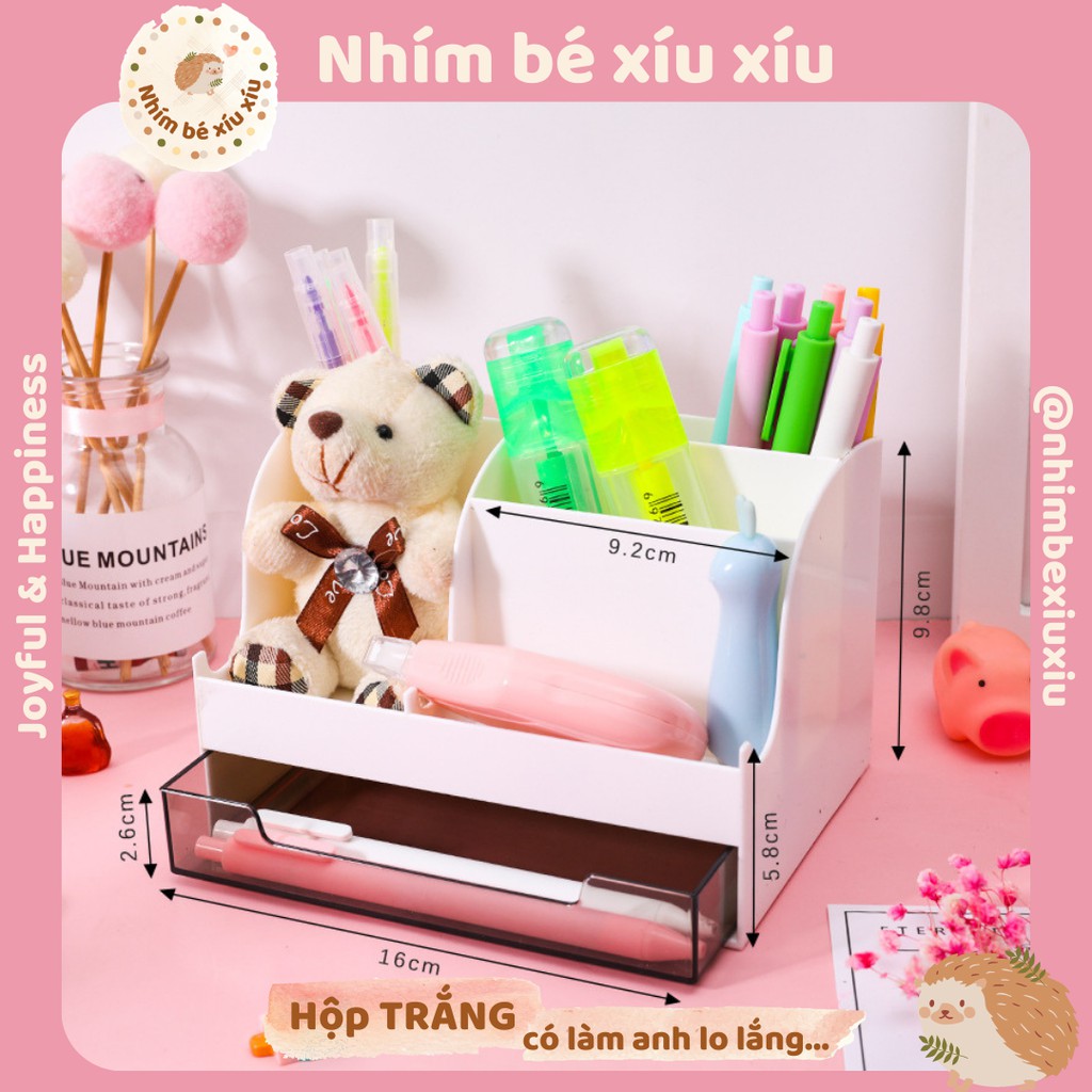 Ống cắm bút kèm ngăn kéo tiện lợi để điều khiển cọ trang điểm đồ dùng học tập TN49