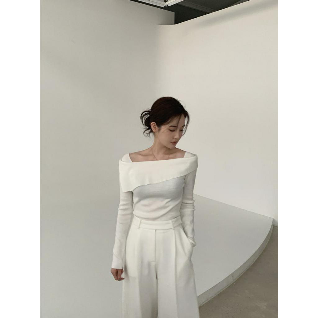 Áo Sweater Hàn Quốc Dài Tay Hở Vai Dáng Ôm Gợi Cảm 54042