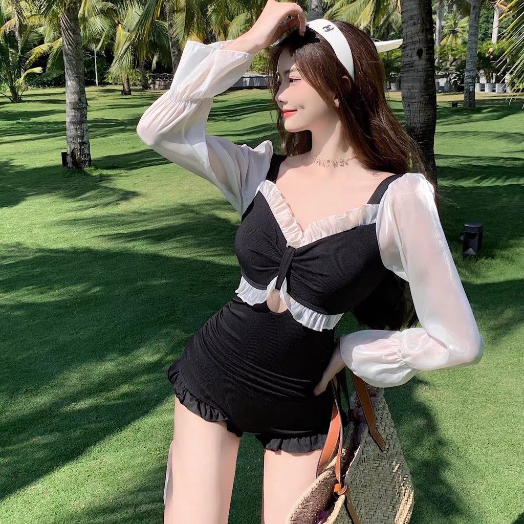 Đồ Bơi Một Mảnh Tay Dài Dáng Ôm Phong Cách Hàn Quốc Thời Trang Gợi Cảm 2022 FT6001