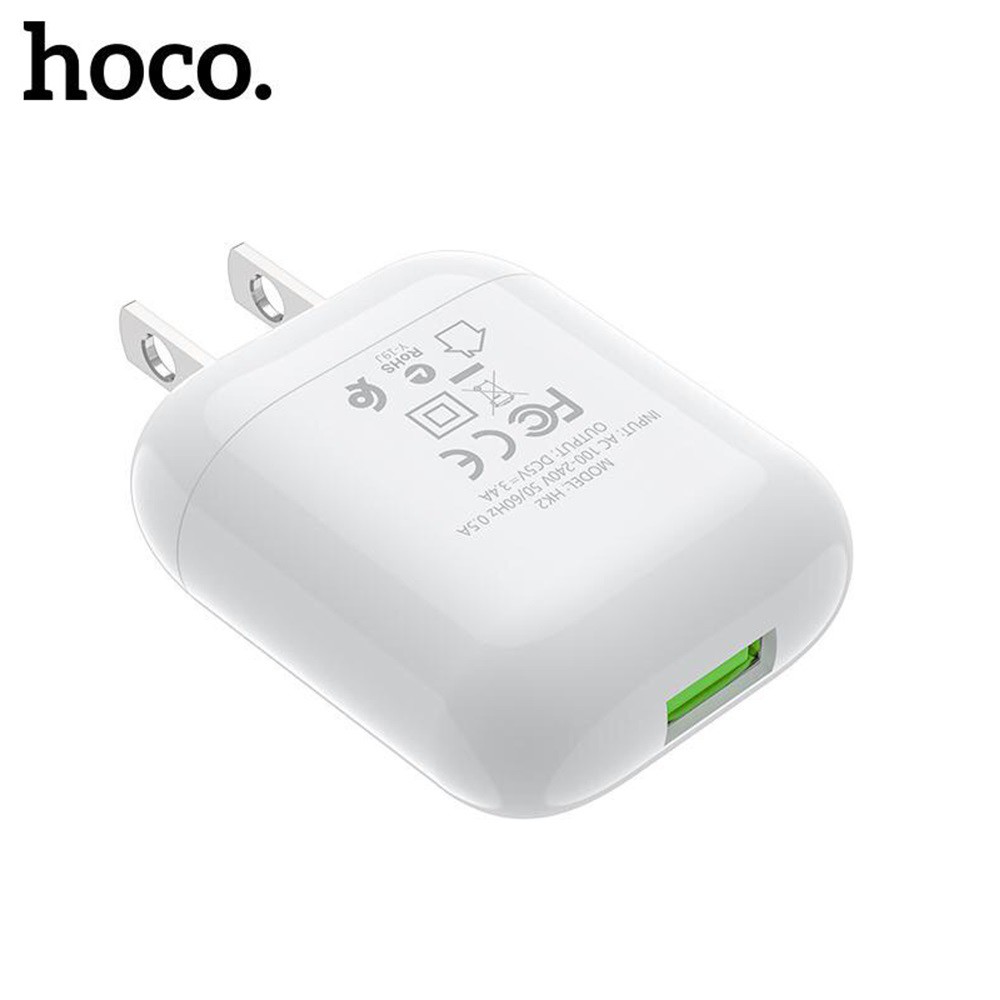 Combo củ sạc 1 cổng usb và cáp sạc Hoco HK2 Type-C hỗ trợ sạc nhanh 3.4A cho Smartphone nhựa PC cao cấp, chống cháy nổ