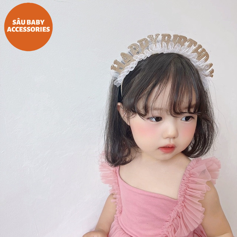 Bờm xước tóc Happy Birthday kim tuyến cho bé