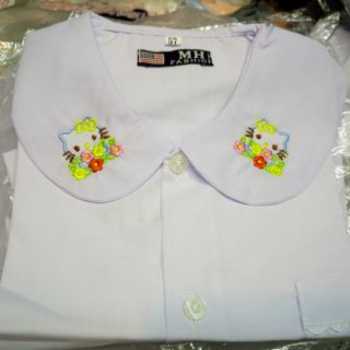 Áo sơ mi học sinh cấp 1 nữ cổ lá sen