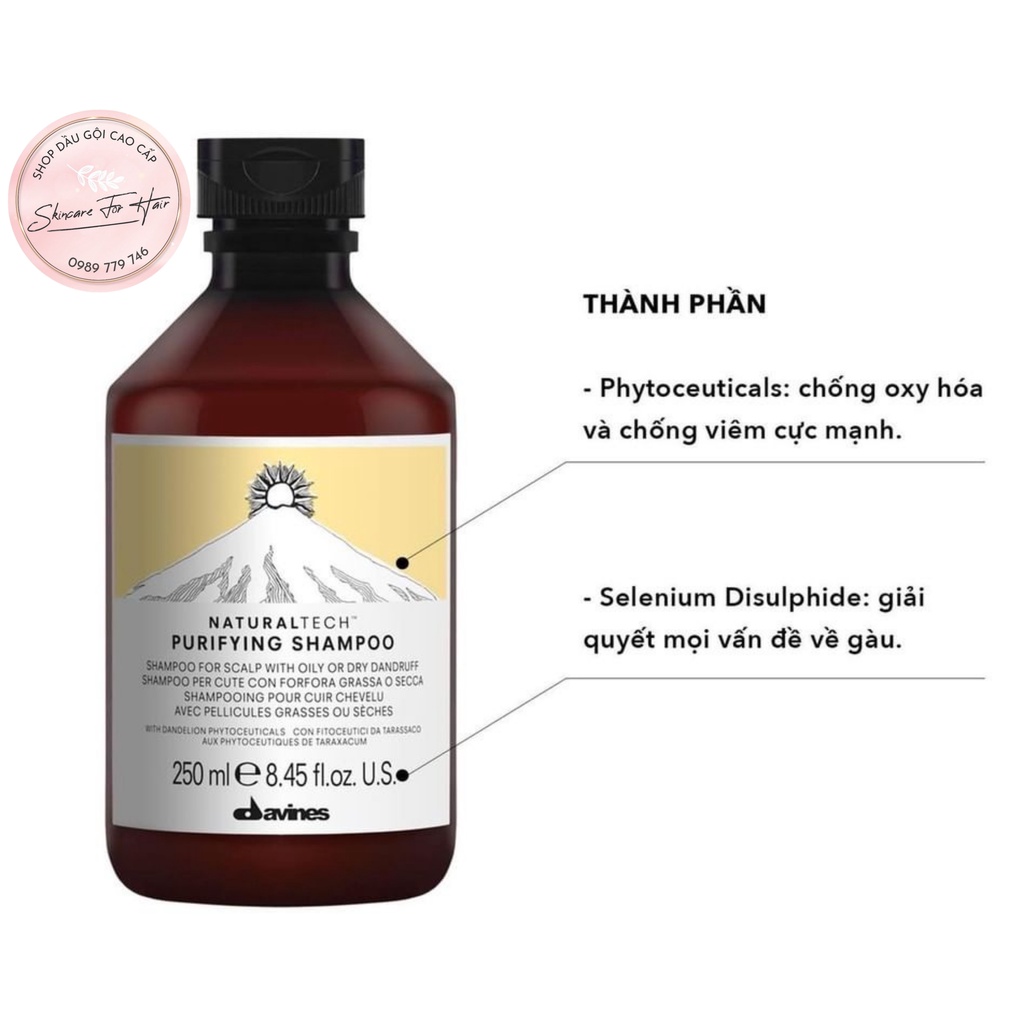 Dầu gội dành cho da đầu gàu DAVINES PURIFYING dung tích 250ml