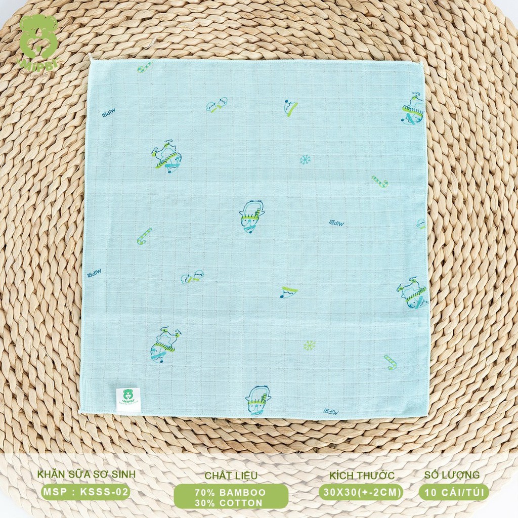 Set 10 KHĂN SỮA SƠ SINH MIPBI DẠNG Ô VUÔNG NHỎ Chất liệu 70% bamboo + 30% cotton siêu đẹp