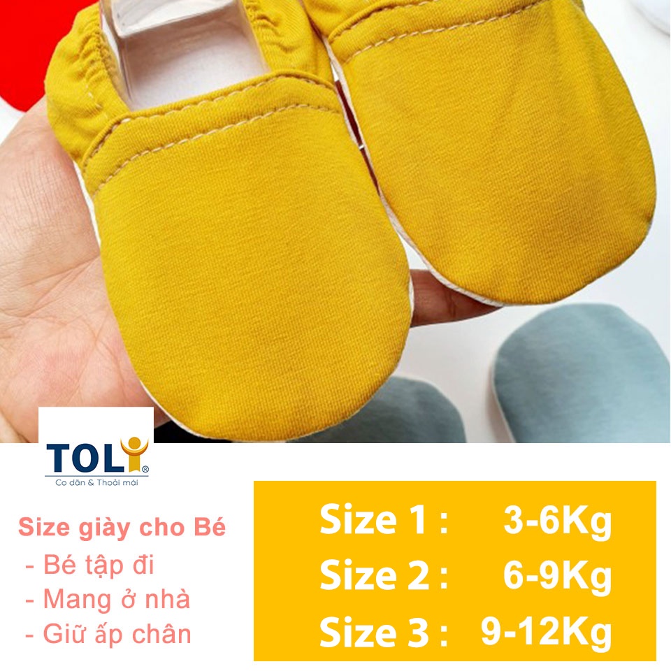 Giày Vải Cho Bé 3_12kg Toli. Thoáng Khí Mềm Mịn. Đế Chắc Chắn, Bám Dính Tốt [NHIỀU MÀU-SM10]