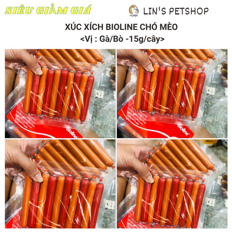 Xúc xích dinh dưỡng Bioline 15g cho Chó Mèo bổ sung dinh dưỡng