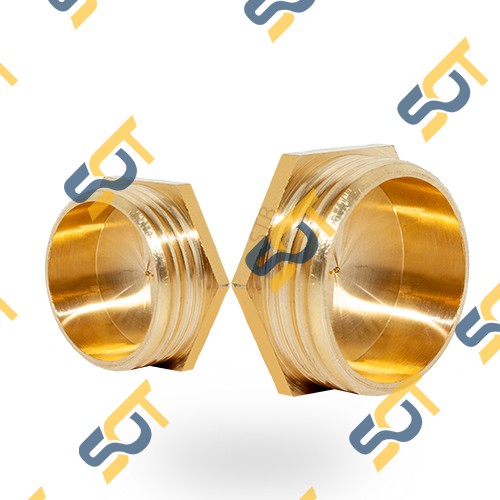 [BỊT REN 34 - 42 - 49 - 60] Nút đầu bịt ren ngoài ngặn chặn dòng chảy &amp; khí nén ren BSP - Đồng Phay (Pipe plug cap male)
