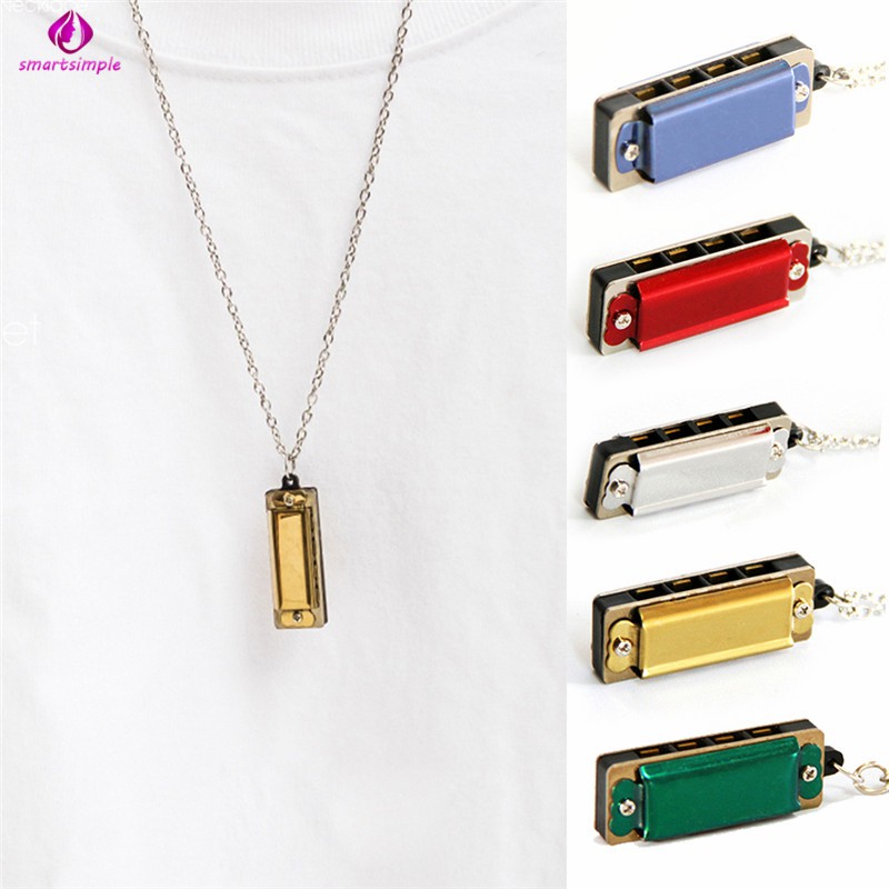 Kèn Harmonica 4 lỗ 8 nốt treo dây chuyền tiện lợi