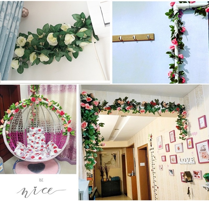 Dây Hoa Hồng Giả 69 Bông 1.8M Trang Trí Giáng Sinh / Tiệc Cưới / Sinh Nhật DIY