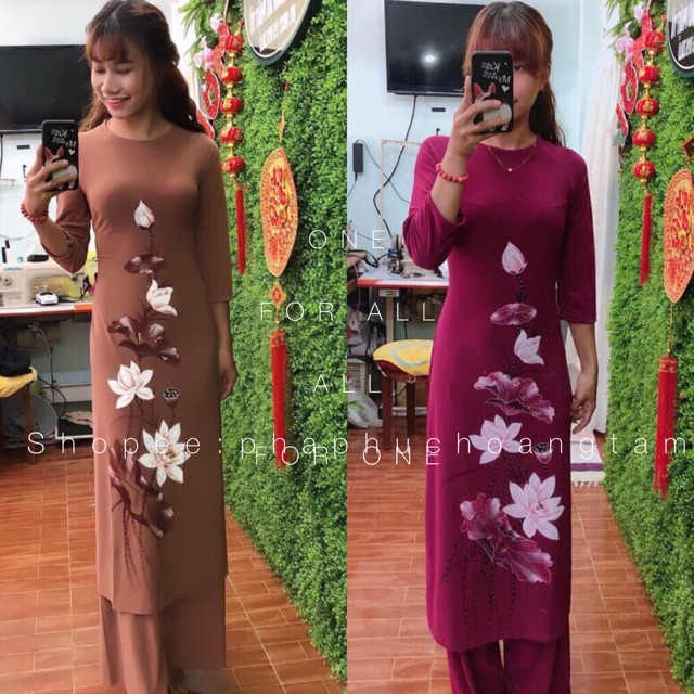 Đồ Lam Đi Chùa # Áo Dài Thun Sen Vẽ GIÁ RẺ VÔ ĐỊCH