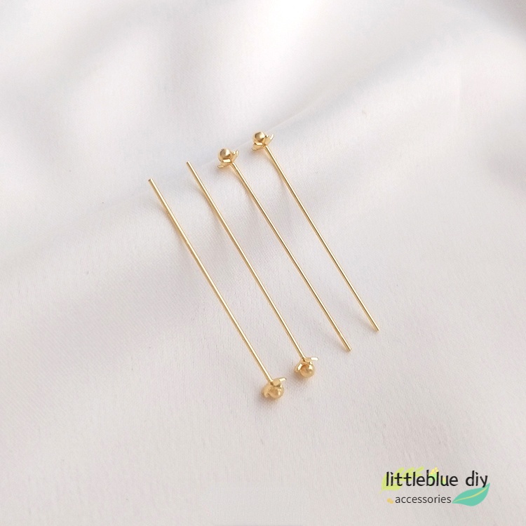 Kim xỏ hạt hình bông hoa nhỏ đầu tròn bằng đồng 14K 0.6x30mmT nhiều màu sắc