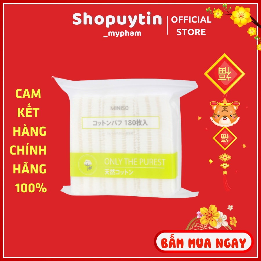 Bông tẩy trang Miniso Nhật Bản gói 180 miếng [hàng chuẩn loại 1]