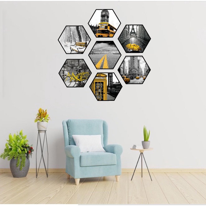 Tranh fomex 5mm hiện đại với KHUNG HÌNH TỔ ONG mới lạ của co.decor.1998