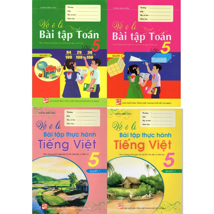 Sách - Combo Vở Ô Li Bài Tập Toán - Tiếng Việt Lớp 5 (4 Quyển)