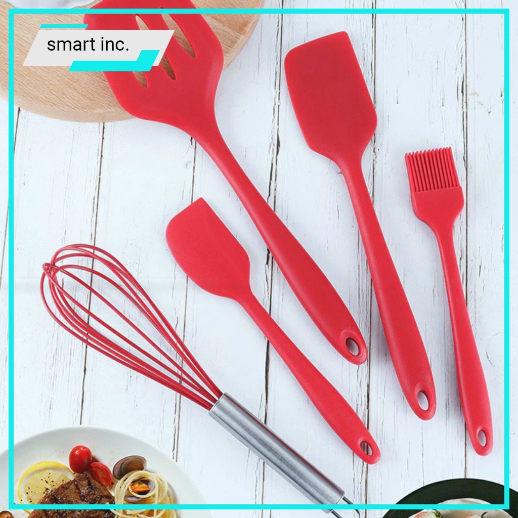 Dụng Cụ Làm Bánh Phới Trộn Bột Spatula Đánh Trứng Cọ Quét Bằng Silicon 5 Món