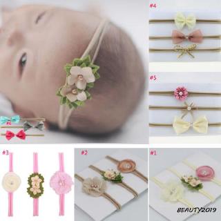 Băng rôn cài tóc cho bé gái sơ sinh phối nơ bông hoa thiết kế dễ thương