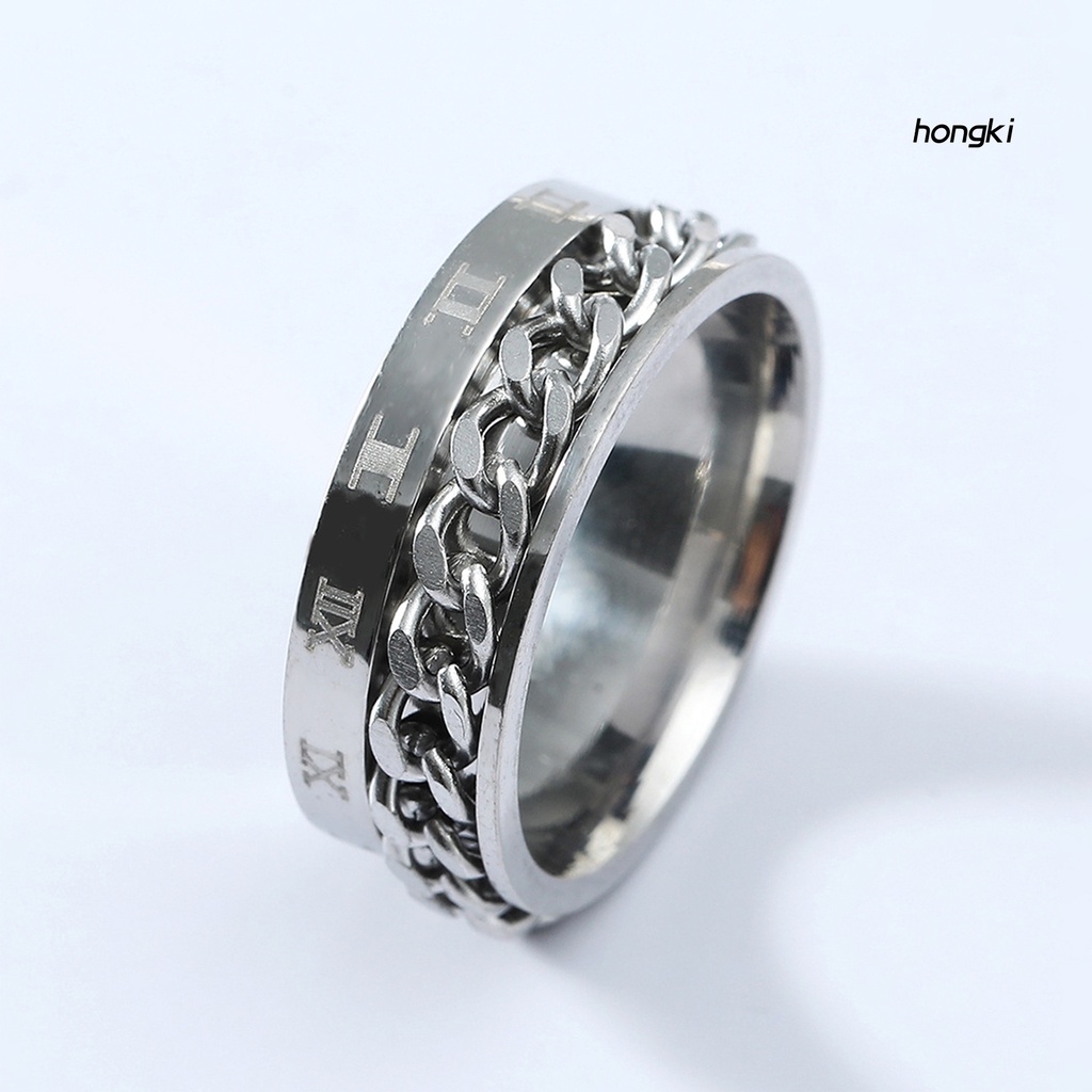Nhẫn Thép Không Gỉ Khắc Số La Mã Thời Trang Cho Nam