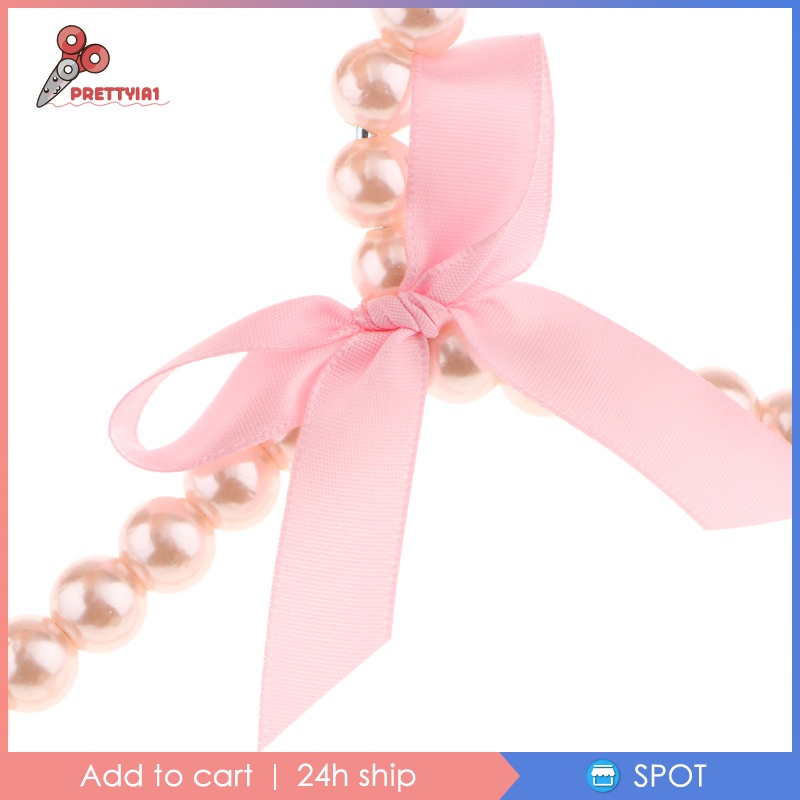 [Prettyia1] Móc Treo Quần Áo Trẻ Em Đính Hạt Ngọc Trai Màu Hồng 20cm