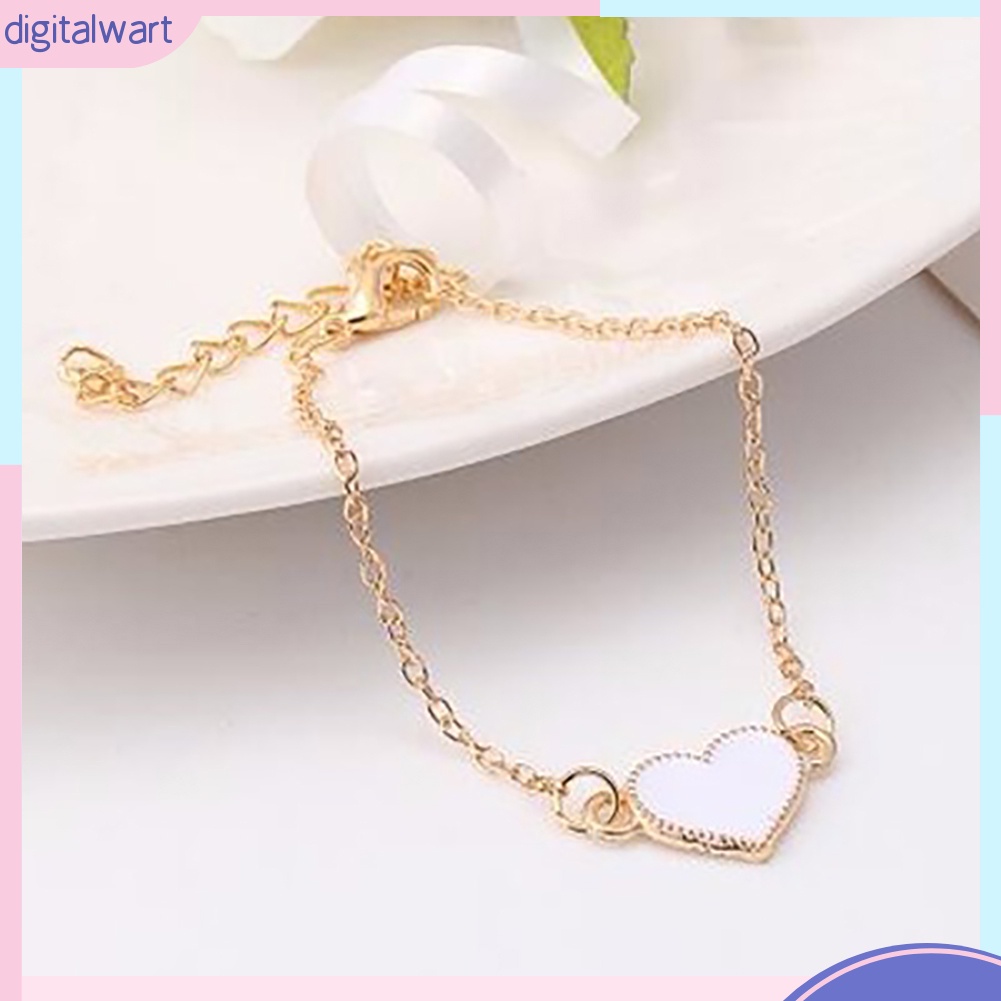 Vòng đeo tay hợp kim mặt hình trái tim xinh xắn dành cho nữ