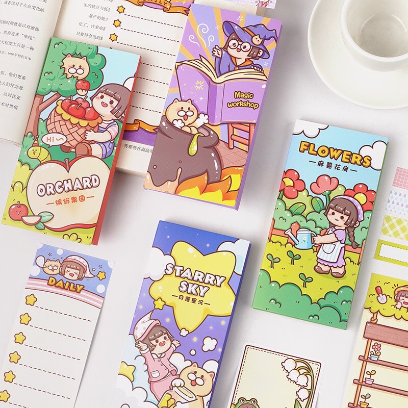 Tập 160 tờ giấy sticky note (8 kiểu x 20 tờ) - Xấp giấy nhớ giấy ghi chú