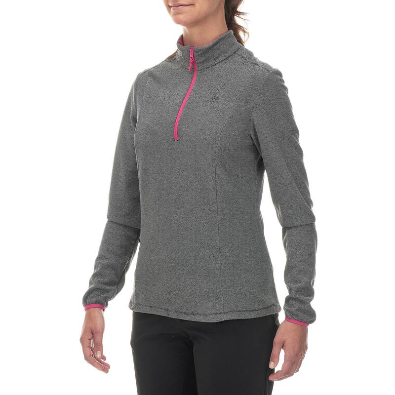 Áo nỉ leo núi vùng cao Decathlon Quechua mh100 cho nữ - sọc xám