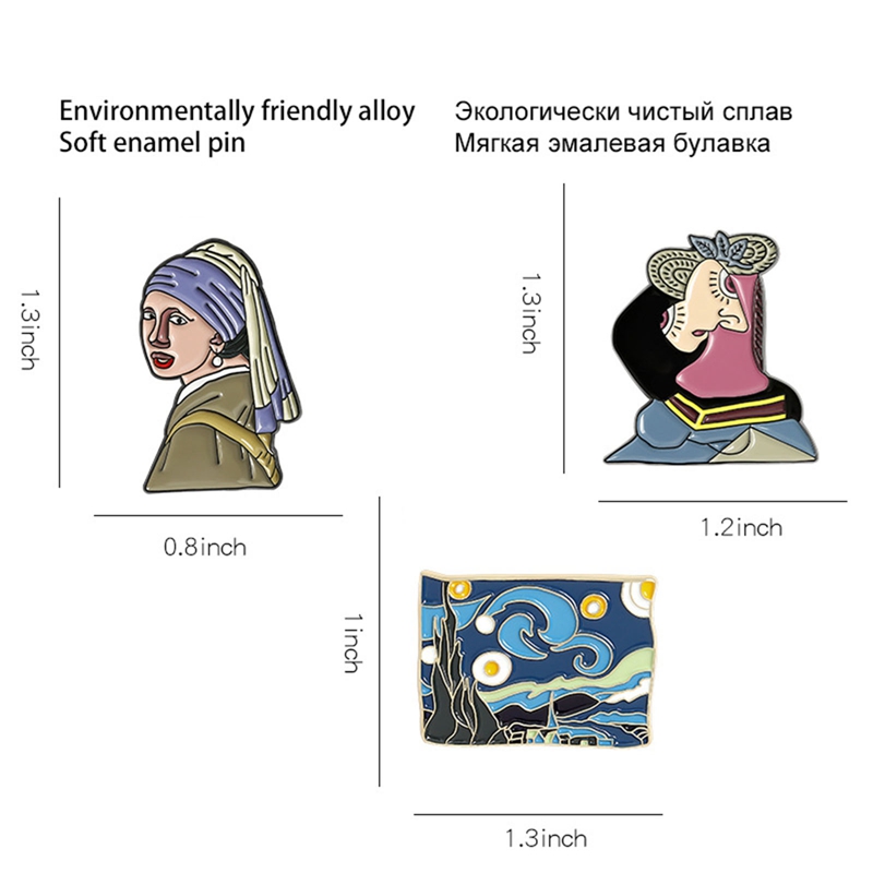 Ghim Cài Áo Hình Tranh Sơn Dầu Van Gogh Độc Đáo