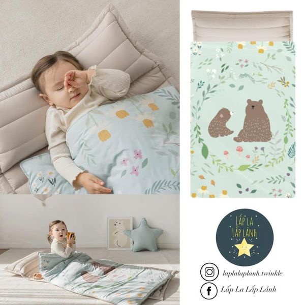Bộ nệm ngủ Juhodeco kèm túi đựng tiện lợi cho bé #madeinKorea