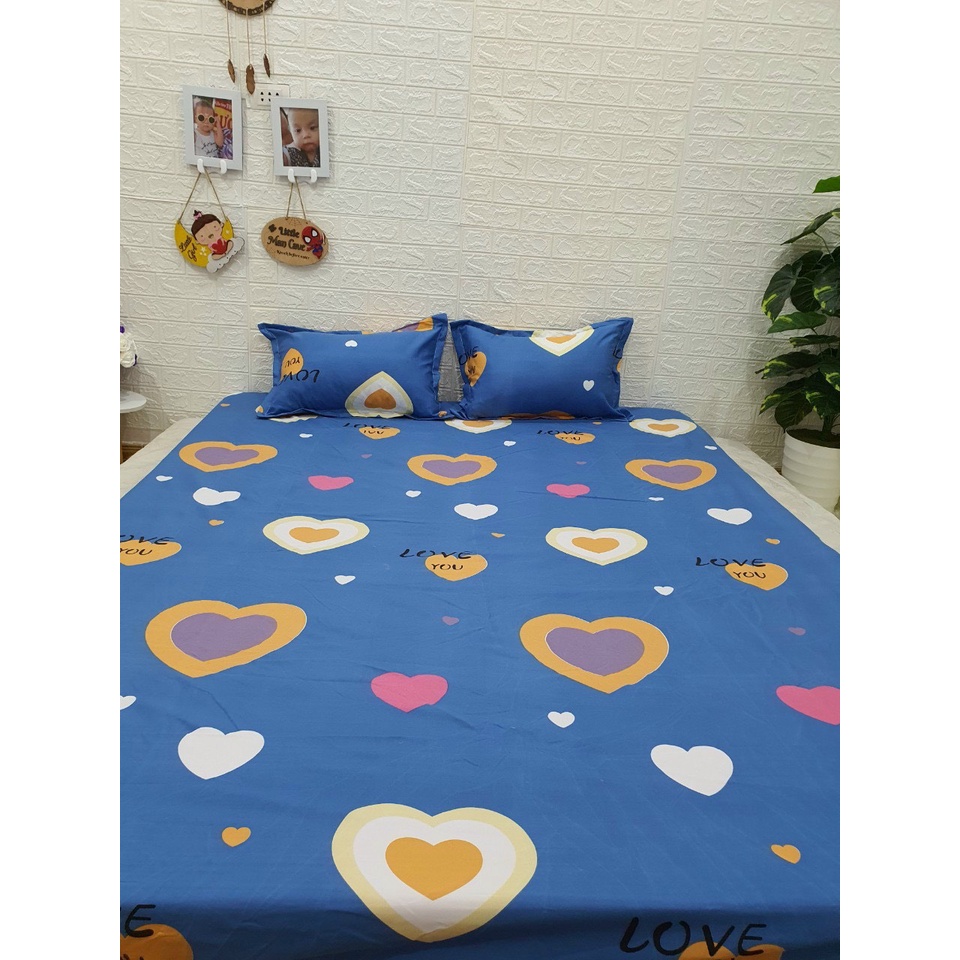 Bộ Ga Chun Và 2 Vỏ Gối Cotton Poly Mềm Mại